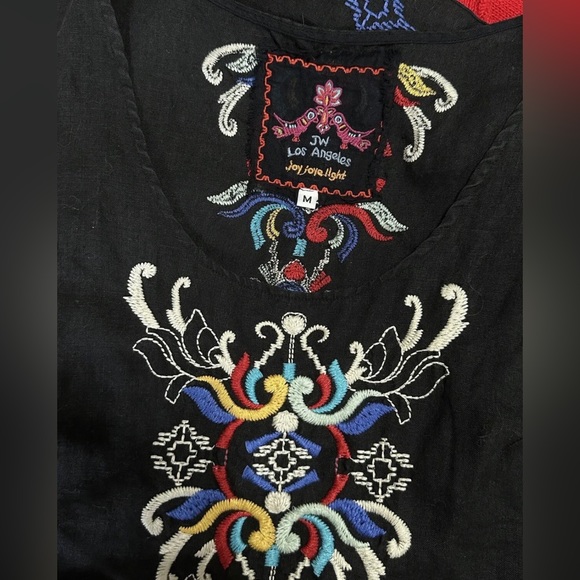 Johnny Was Black Colorful Embroidered Sleeveless Dress Size M Boho - Picture 9 of 10